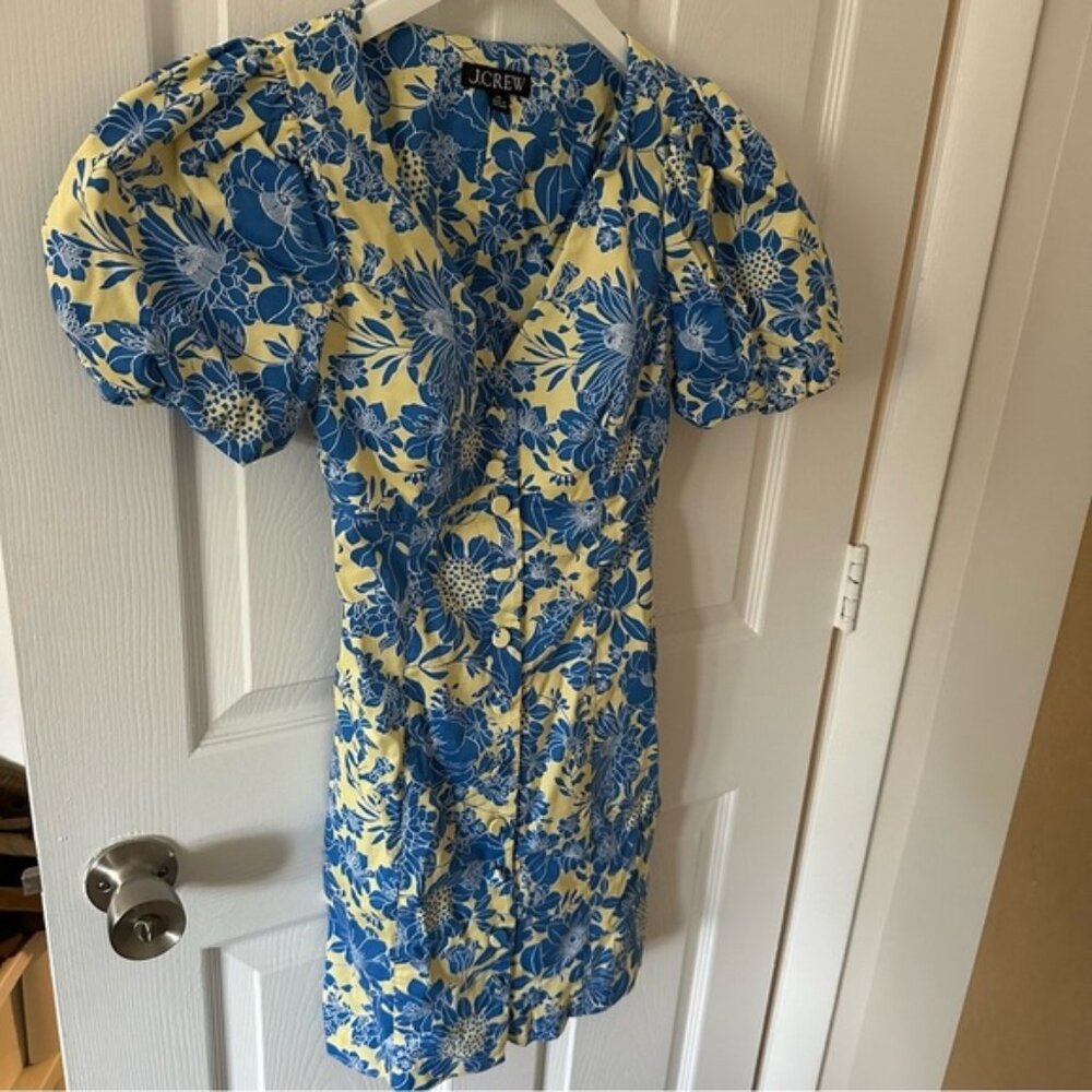 J. Crew Yellow and Blue Floral Mini Dress